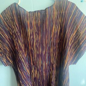 Striped Short-Sleeve Top in Purple and Orange